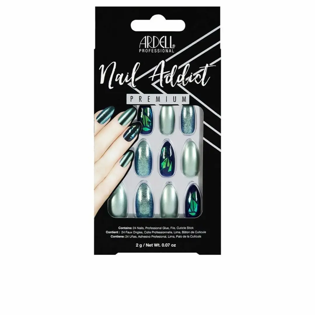Ardell Nail Addict Green Glitter Chrome Kunstnagels - 24 Stuks - afbeelding 2 van 3