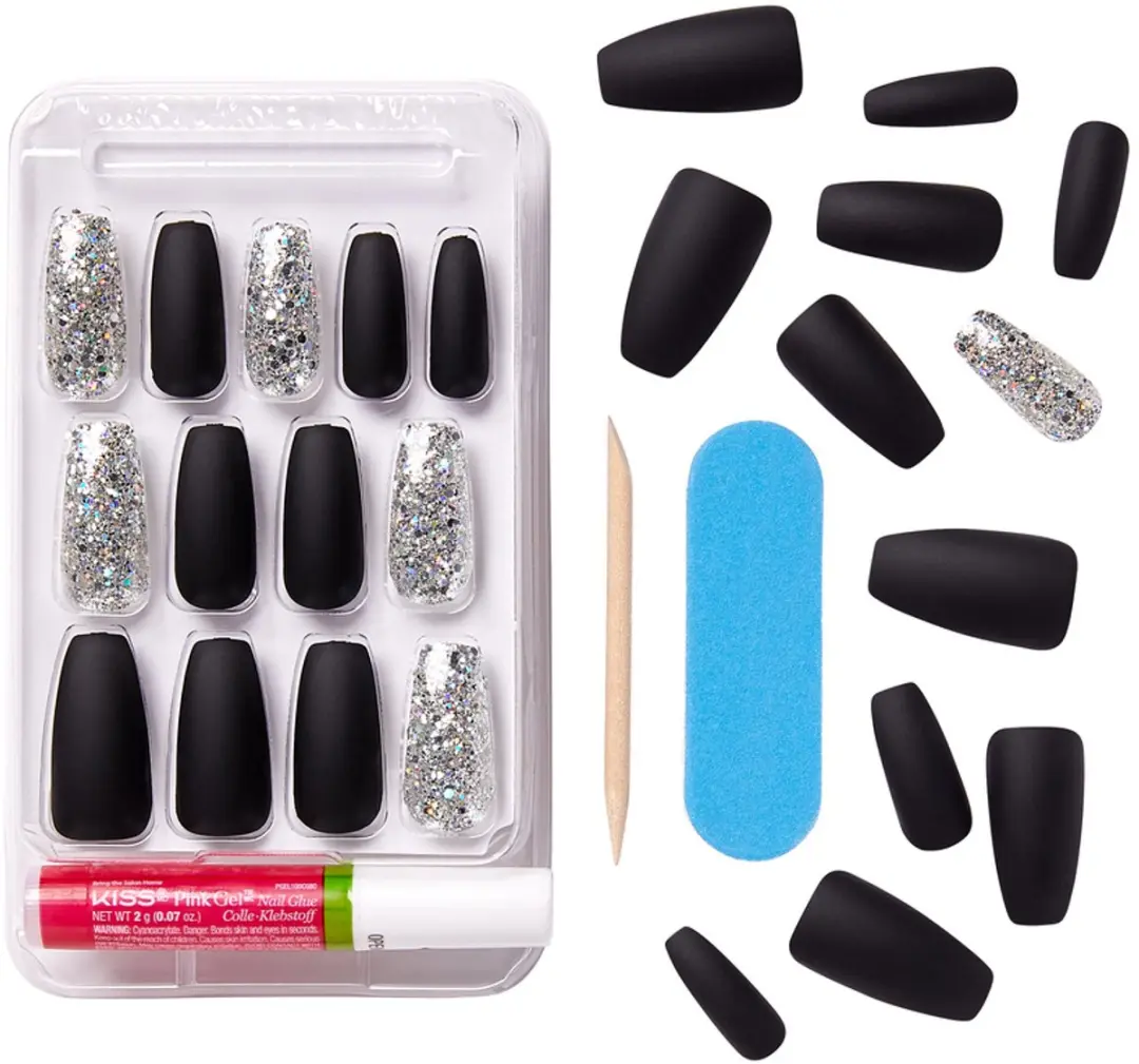 Kiss Gel Fantasy Nails FG02H1 - Zwart - 2ml - 24 Stuks - afbeelding 3 van 4