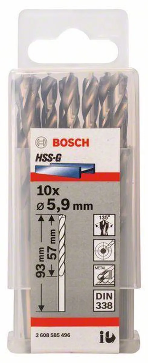 Bosch Professional ST. LINE 5.9mm HSS-G Boorbitten - 10 Stuks