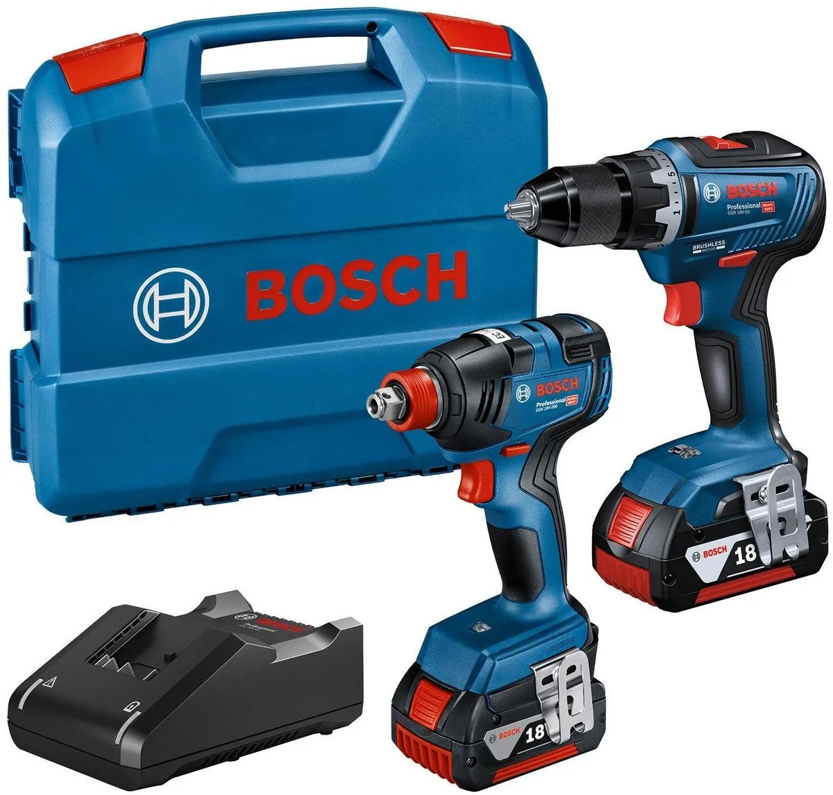 Bosch Professional SR 18V-55 + GDX 18V-200 Accu Schroefboormachine & Slagschroevendraaier - 2x 4.0Ah
