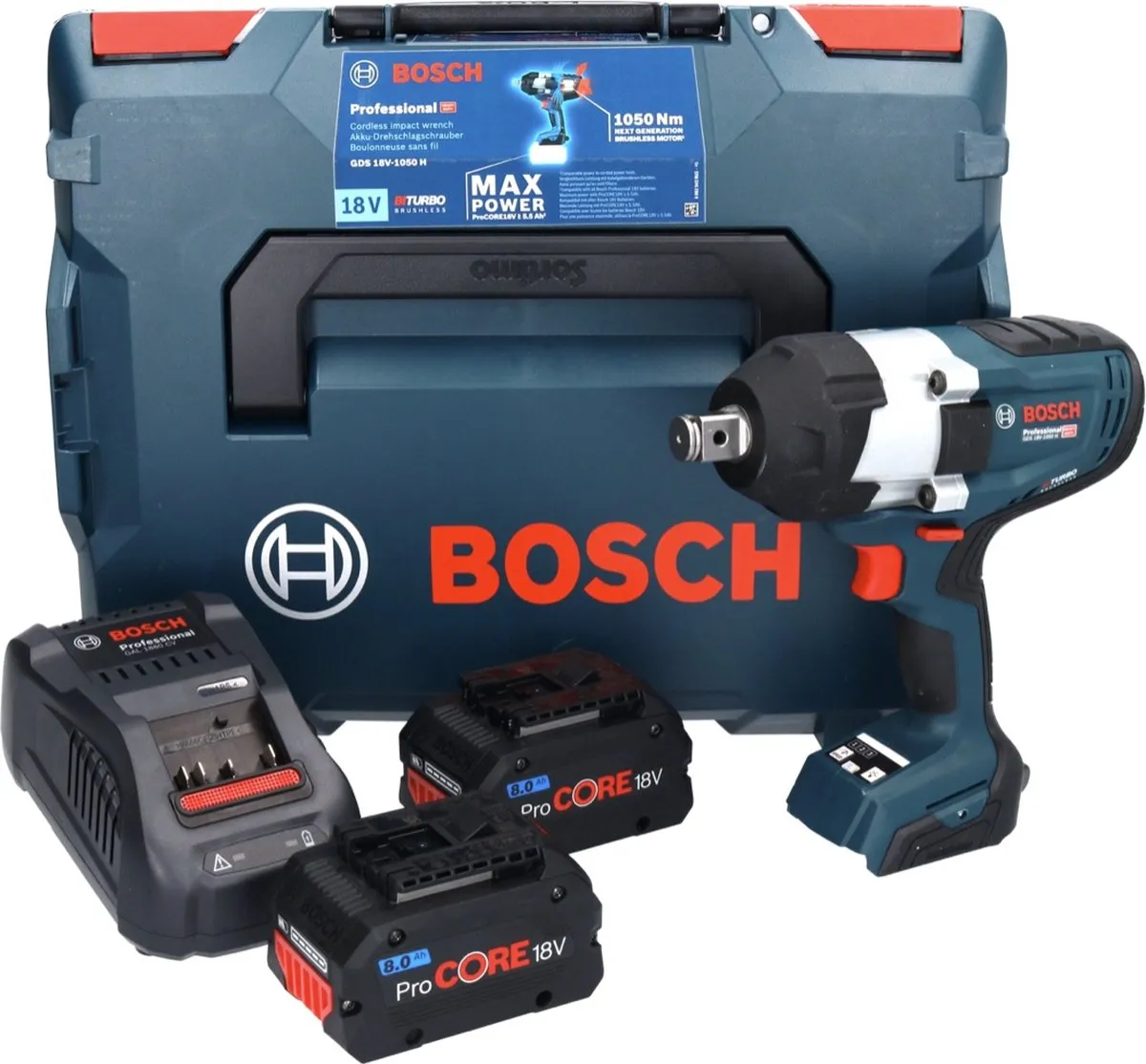 Bosch Professional GDS 18V-1050 H Slagmoeraanzetter - 2x 18V 8.0Ah Accu - afbeelding 6 van 6