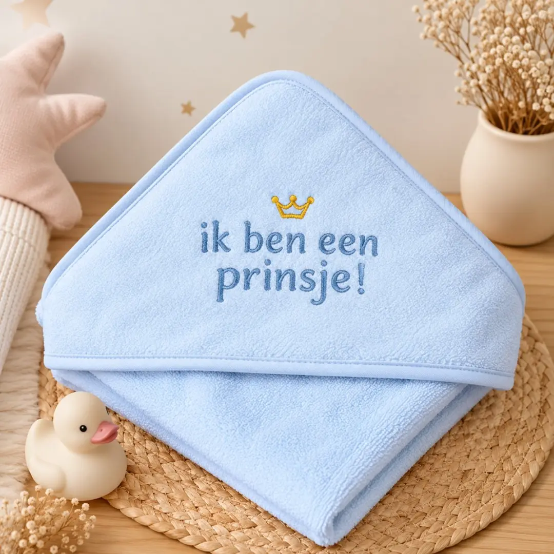 Blauwe Baby Badcape met Capuchon