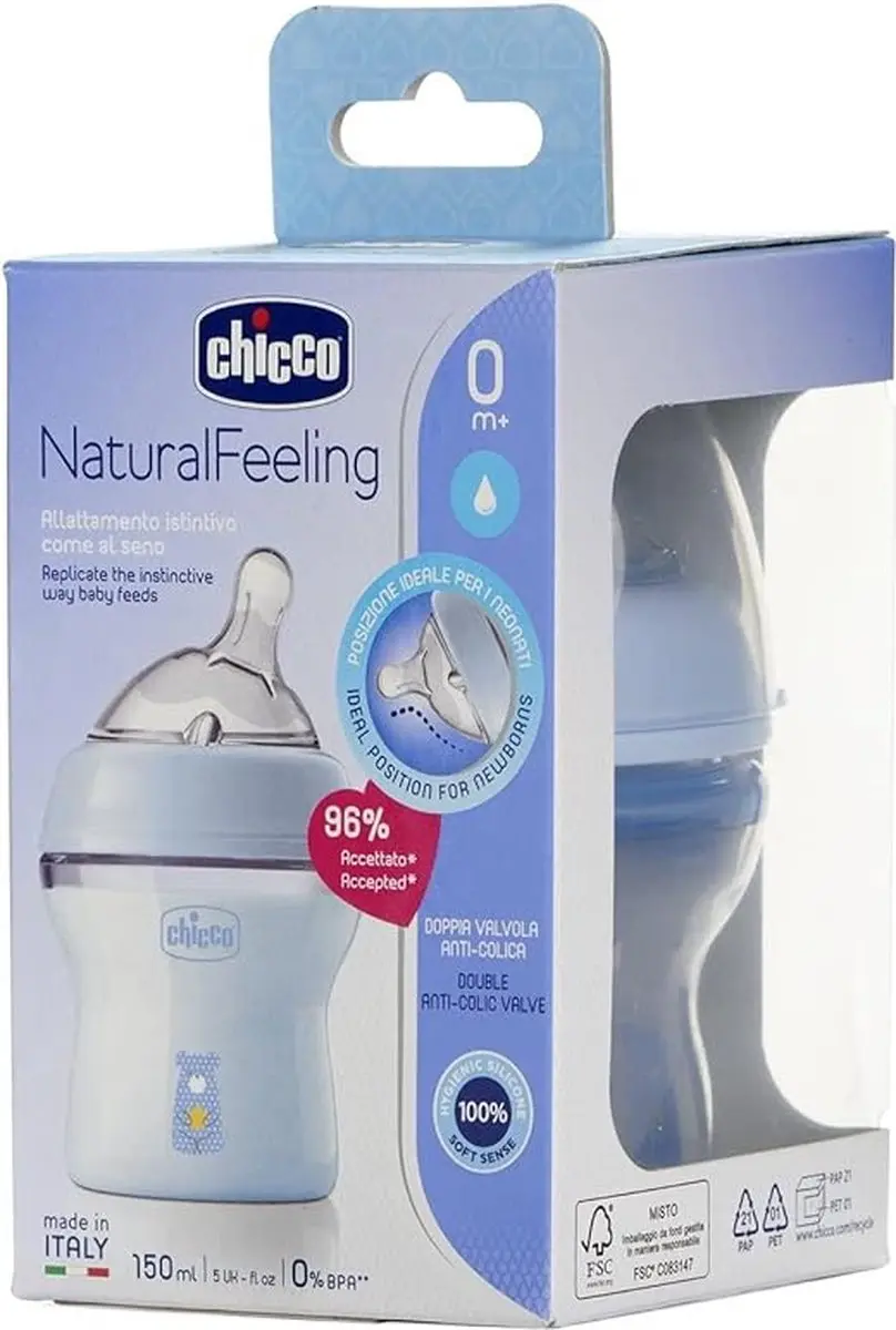 Chicco Natural Feeling Anticolic Fles 150ml - Blauw