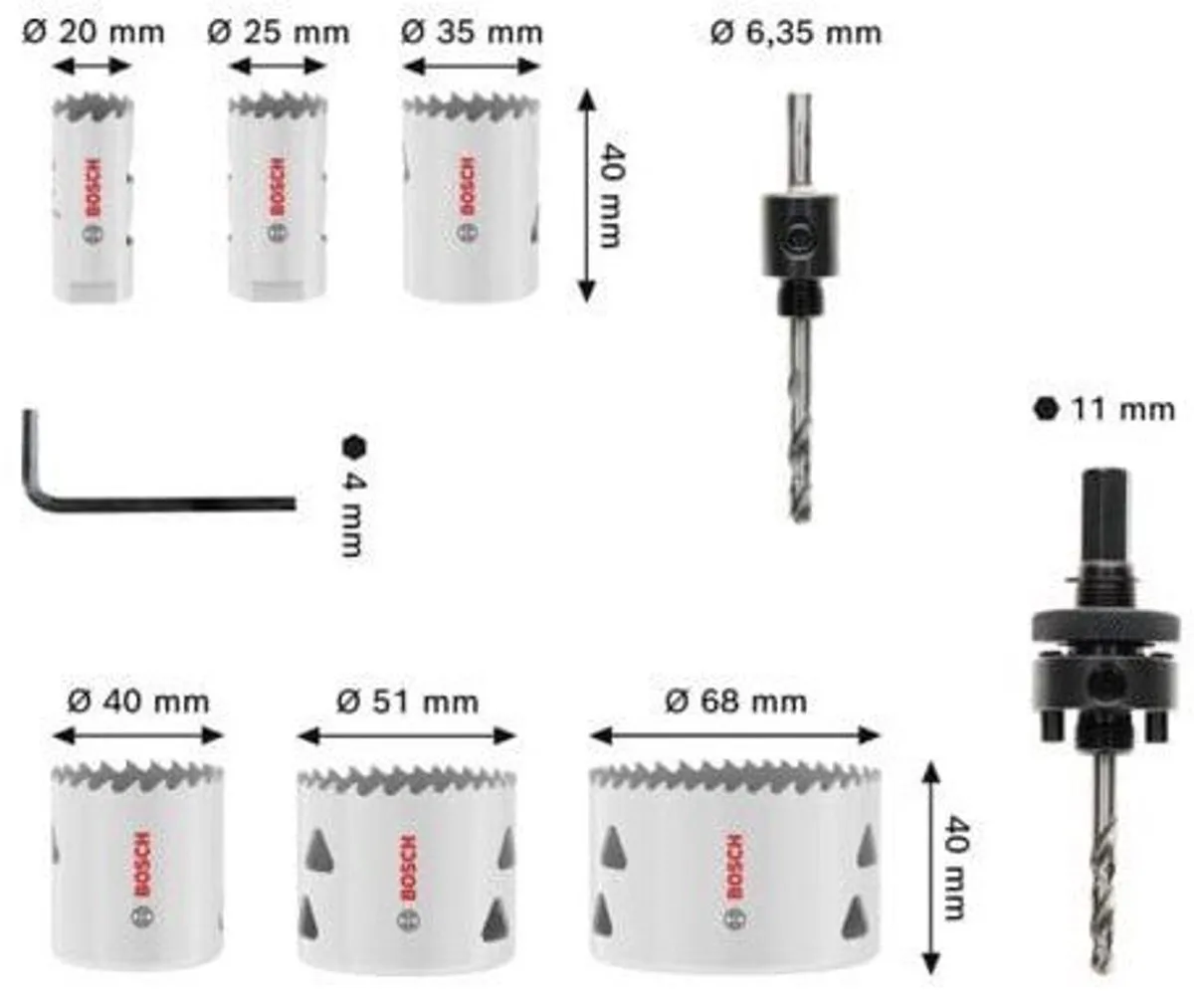Bosch Professional Gatenzaagset M42 - 20/25/35/40/51/68mm