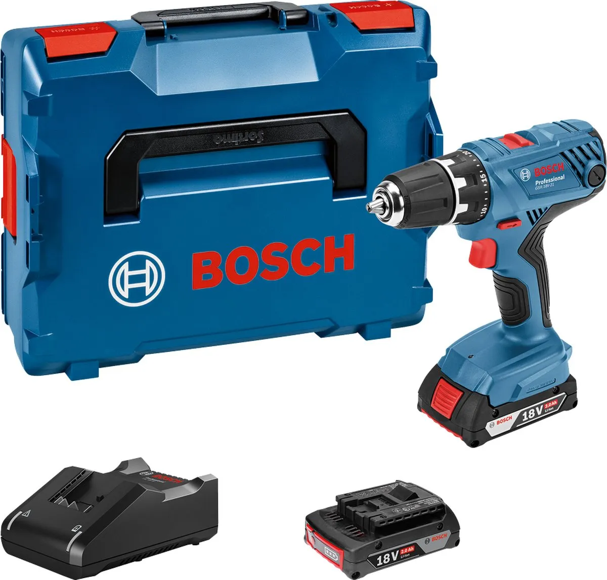 Bosch Professional GSR 18V-21 Accuboormachine - 2x 2.0Ah Accu