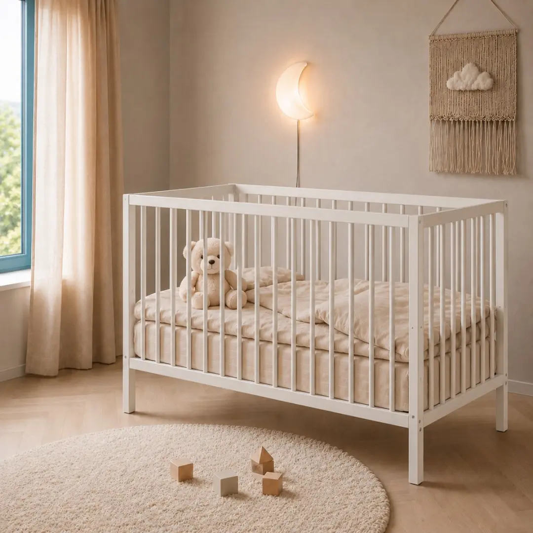Born Lucky ® Baby Bed / Ledikant Mees 60x120 cm Met Verstelbare Bodem & Massief