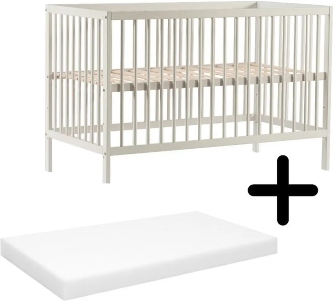 Cabino Baby Bed Mees Wit 60 x 120 cm Met Matras