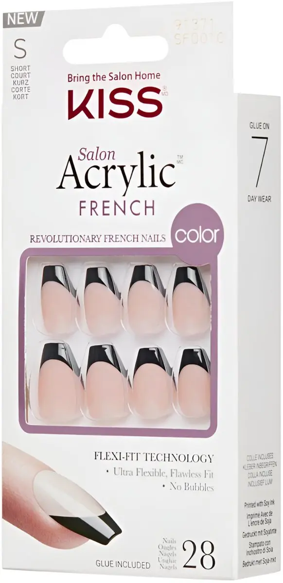 Kiss Salon Acrylic Tips Zwart French - 28 Stuks - afbeelding 3 van 6