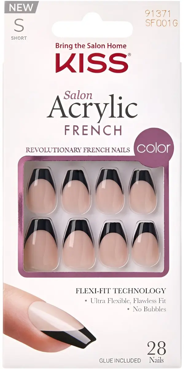 Kiss Salon Acrylic Tips Zwart French