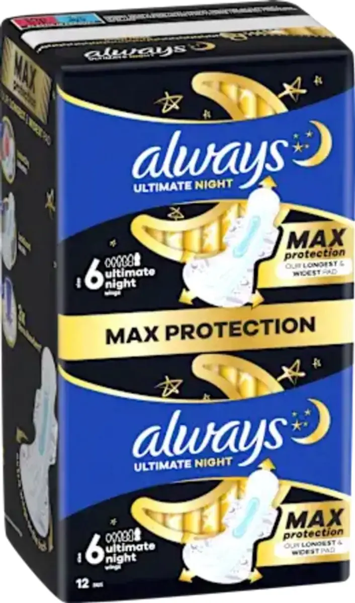 Always Ultimate Night Maandverband Maat 6 - 12 Stuks - afbeelding 6 van 6