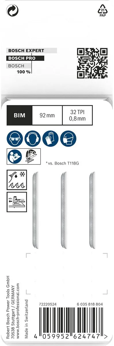 Bosch Professional T121GFC Metaal Decoupeerzaagbladen - 3 Stuks - afbeelding 2 van 3