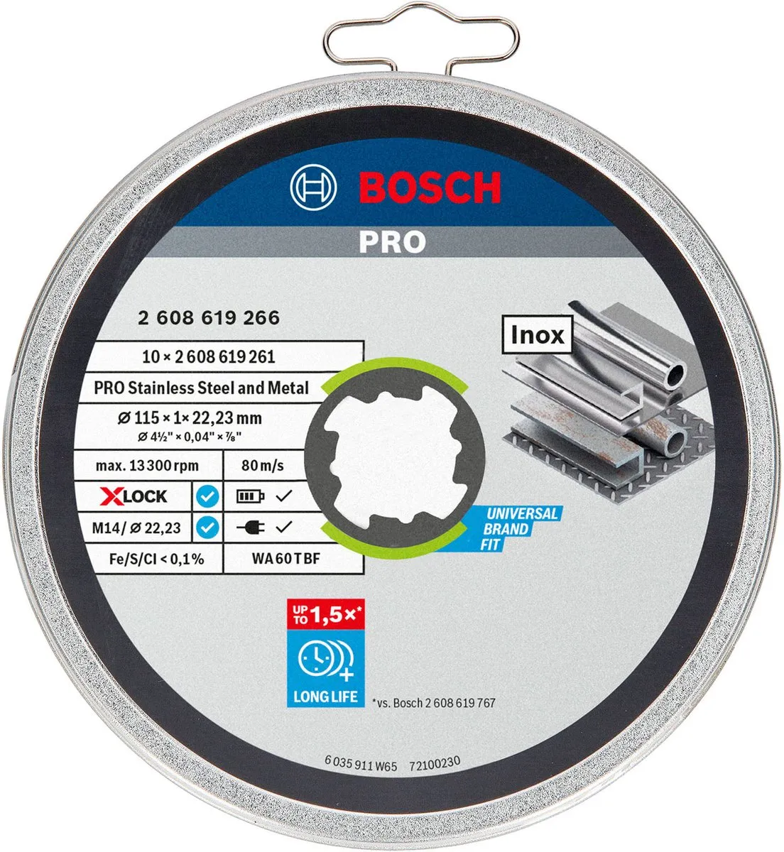 Bosch Professional X-Lock Slijpschijf 115mm - 10 Stuks - Metaal