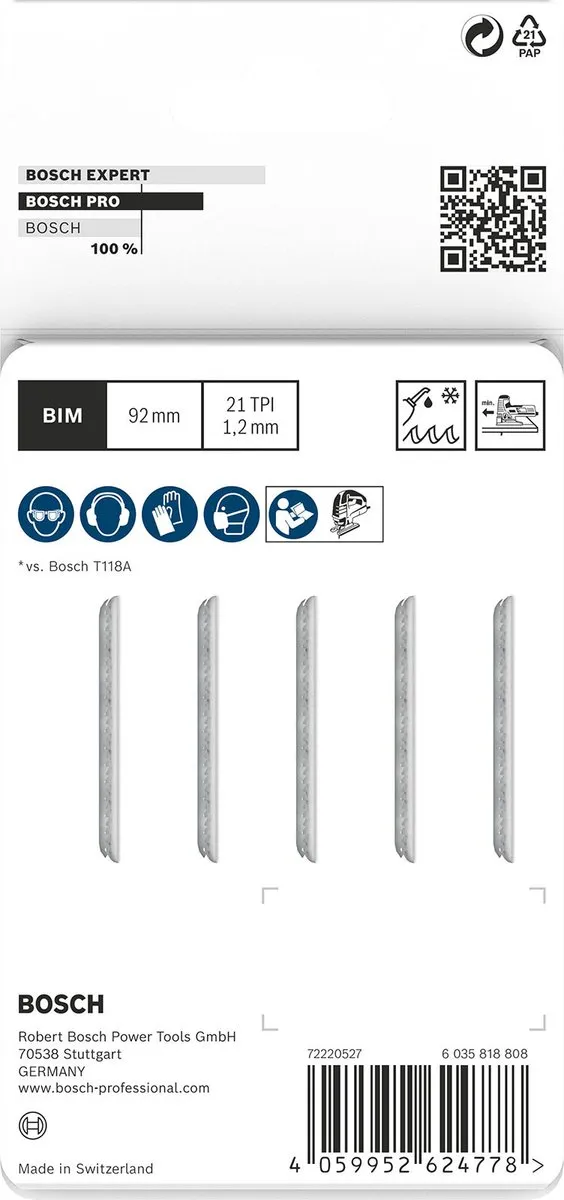Bosch Professional PRO METAL MEDIUM T121AFC Blad 92mm - 5 Stuks