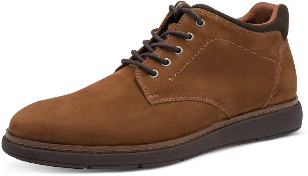 Tamaris Heren Leren Enkellaarsjes met Vetersluiting 1-15211-47-305 Bruine Schoen