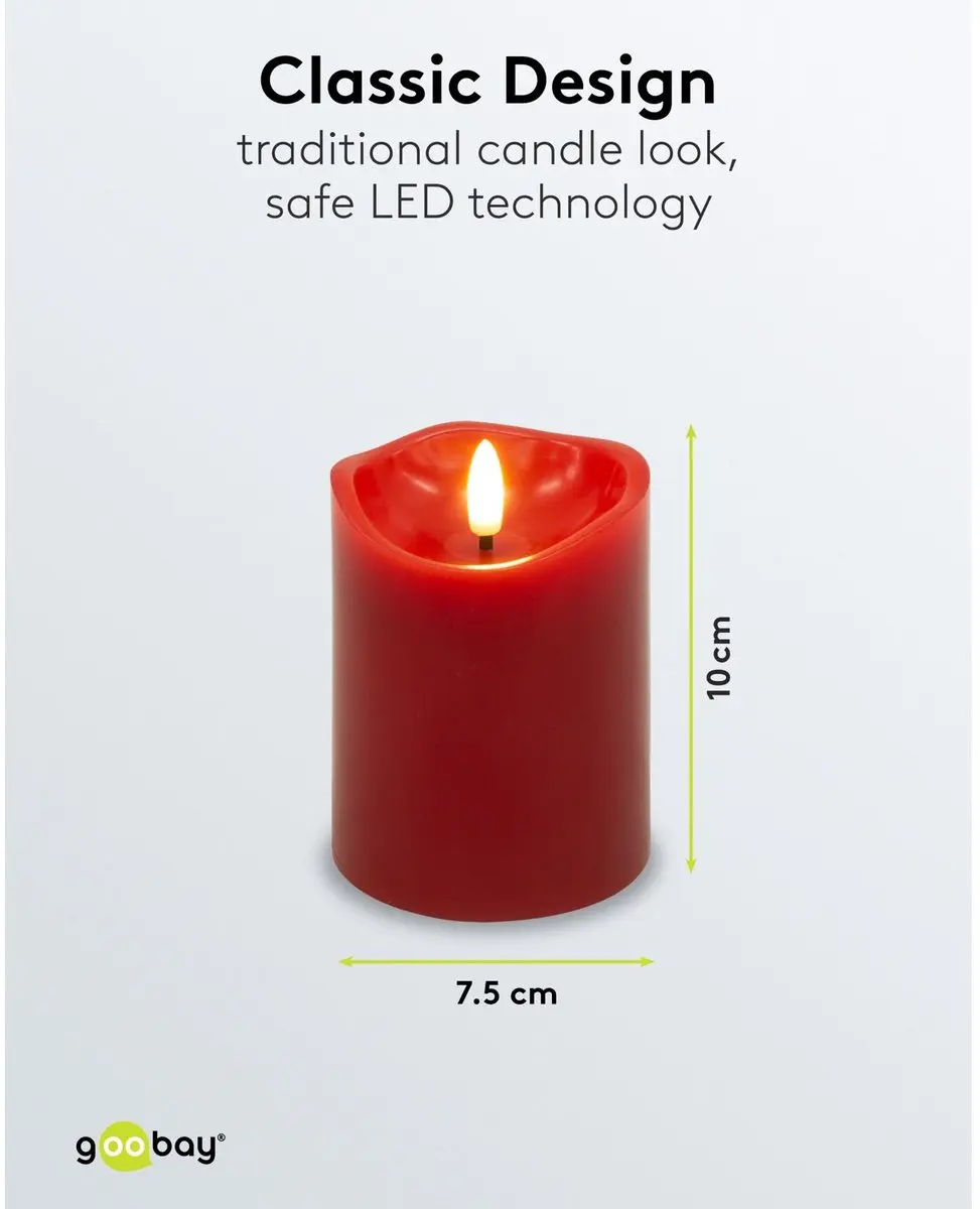 Goobay LED Kaarsen Echte Was Rood 4 Stuks - 3D Vlam Timer