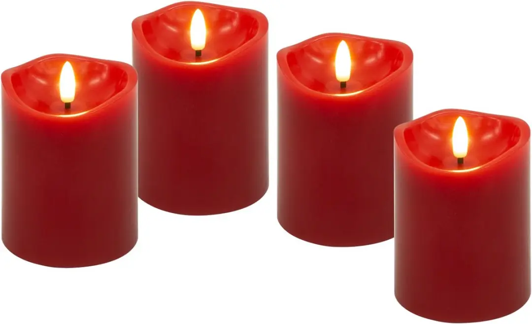Goobay LED Kaarsen Echte Was Rood 4 Stuks - 3D Vlam Timer