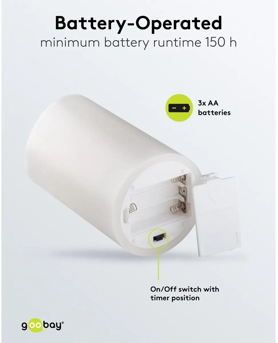 Goobay LED Kaars Echt Kaarsvet 10x15cm - Wit - 3D Vlammen - Timer