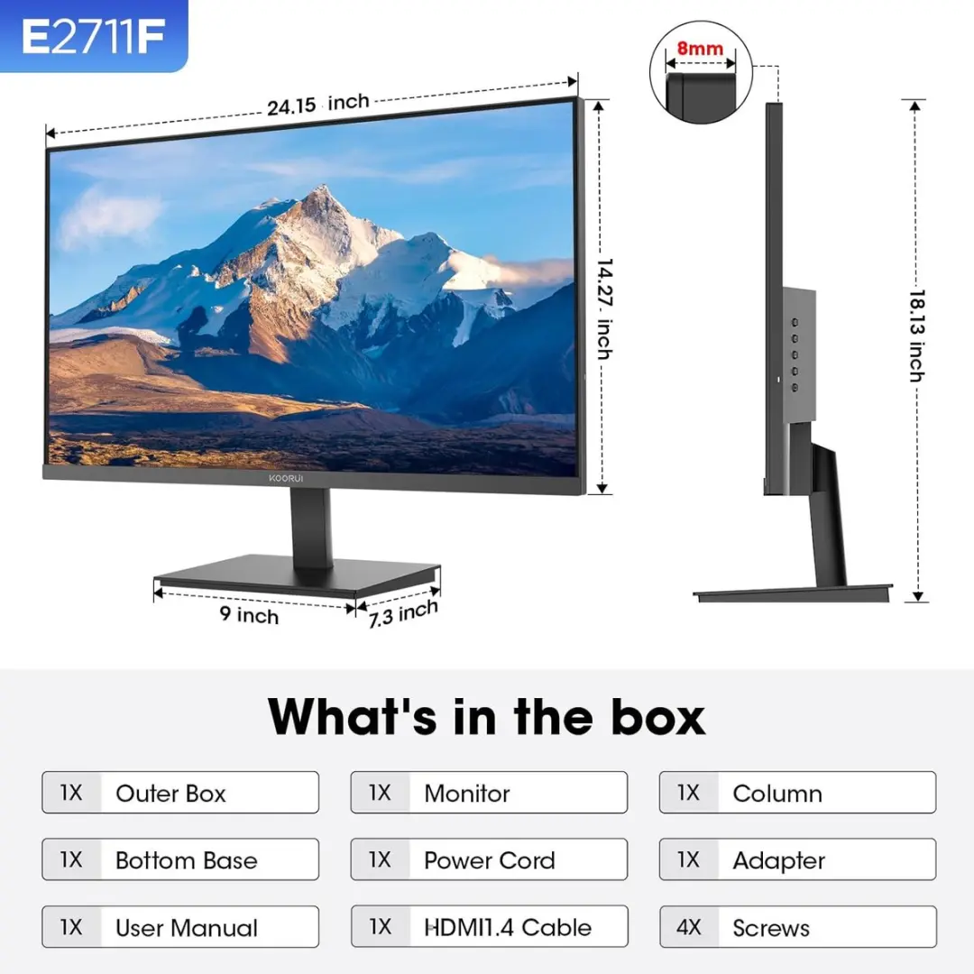 Koorui E2711F Full HD Monitor 27" - 100Hz - 6ms