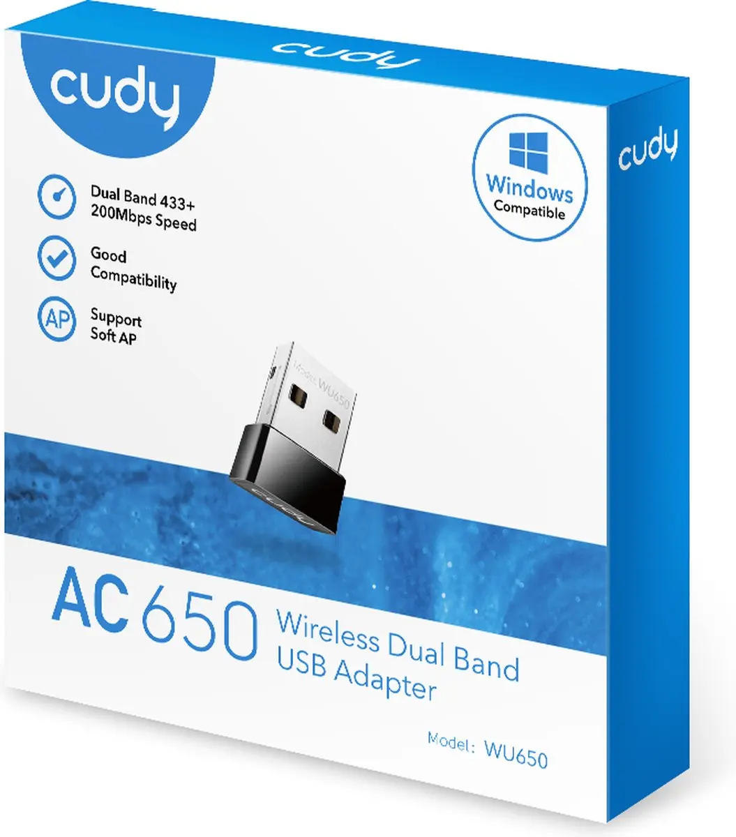 Cudy WU650 USB WiFi Adapter - Dual-Band 633 Mbps - afbeelding 3 van 6