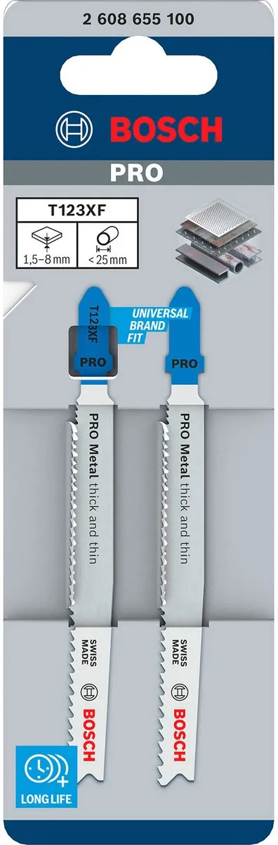 Bosch Professional T123XF Decoupeerzaagblad Metaal - 2 Stuks