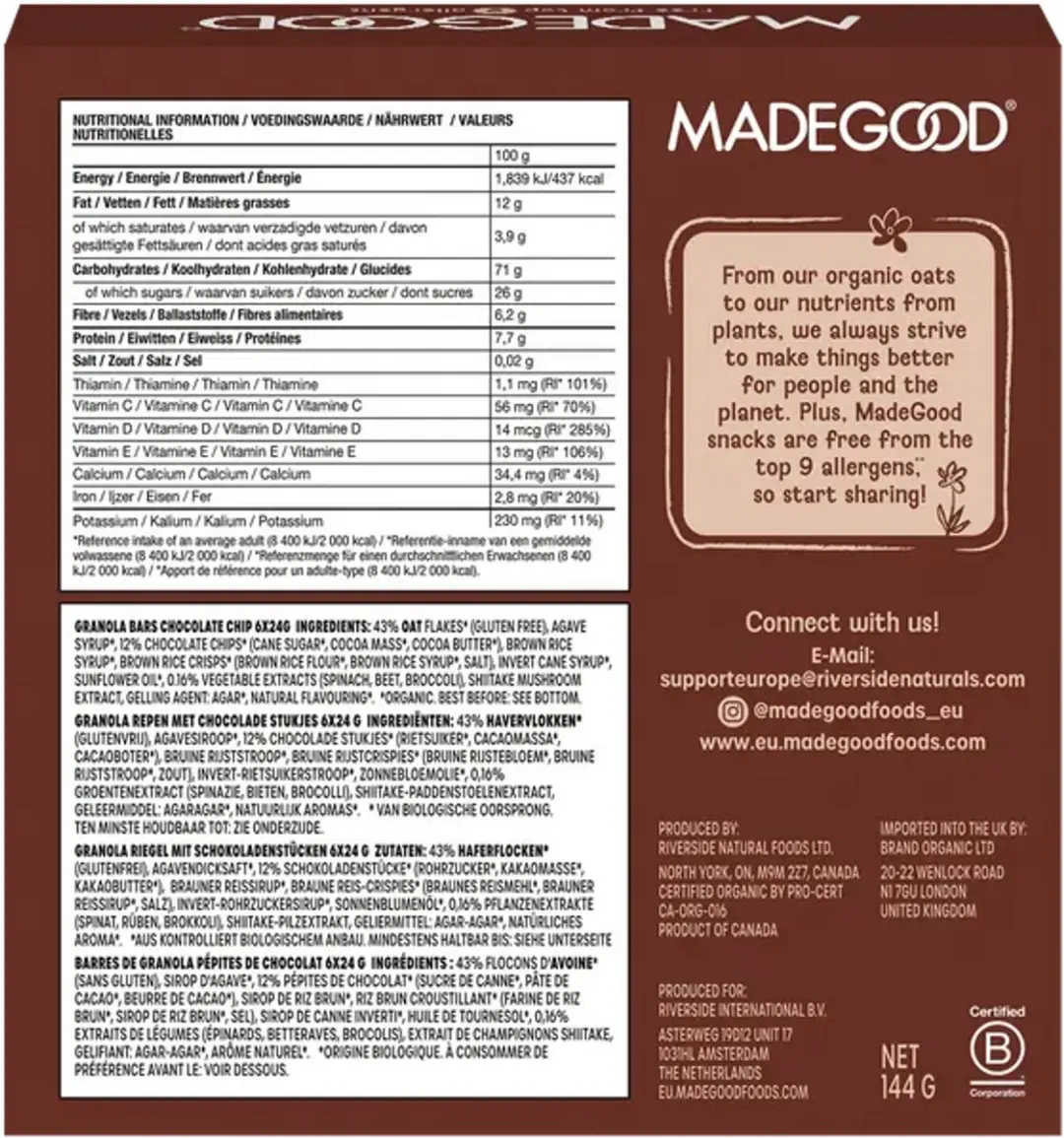 MadeGood Granola Choco Chip - 48 Repen (8x6x24g)