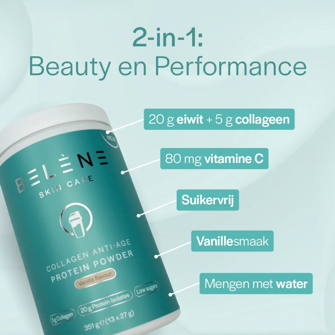 Belène Collagen Anti-Age Protein Powder 350g - Vanillesmaak