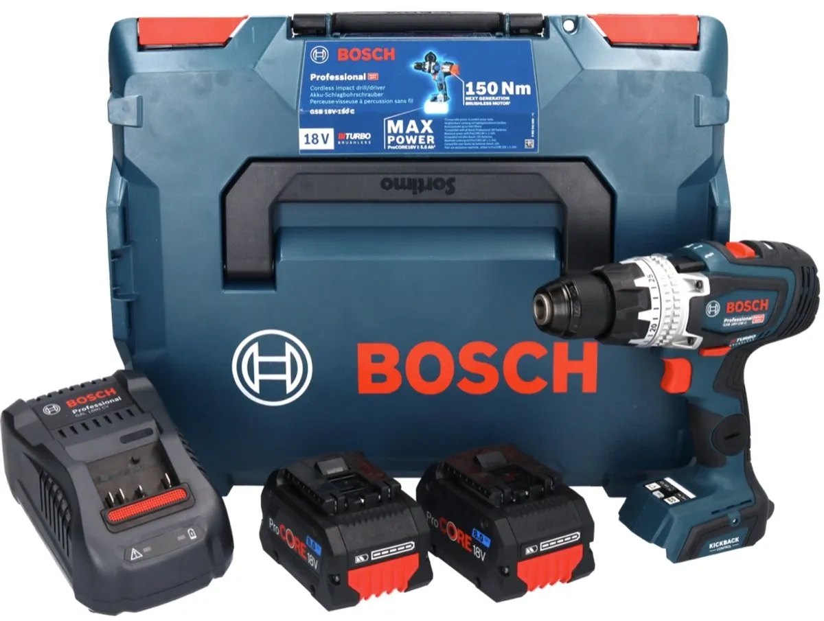 Bosch Professional GSB 18V-150 C Schroefklopboormachine - 2x 18V 8.0Ah - L-Boxx