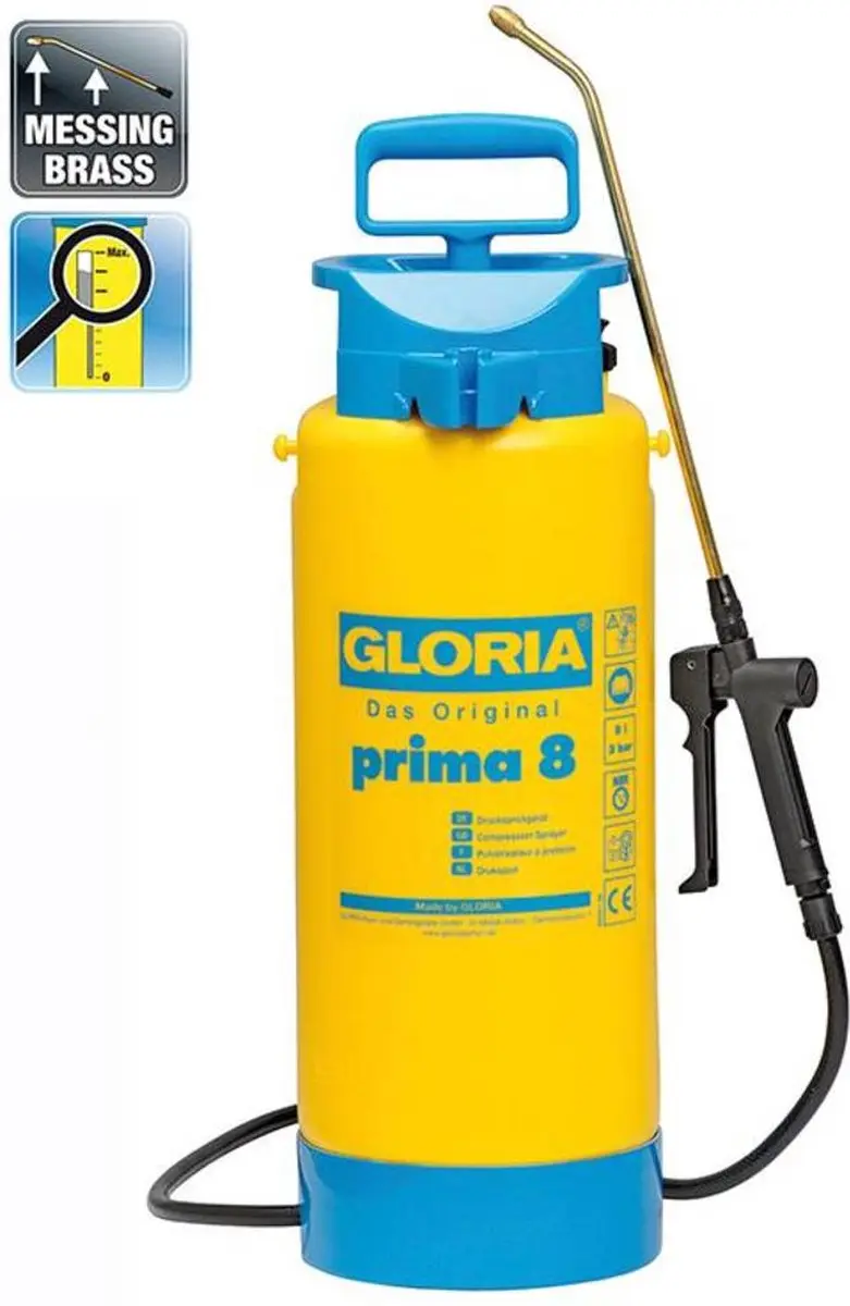 Gloria Prima 8 Drukspuit 12L - met messing lans en sproeier
