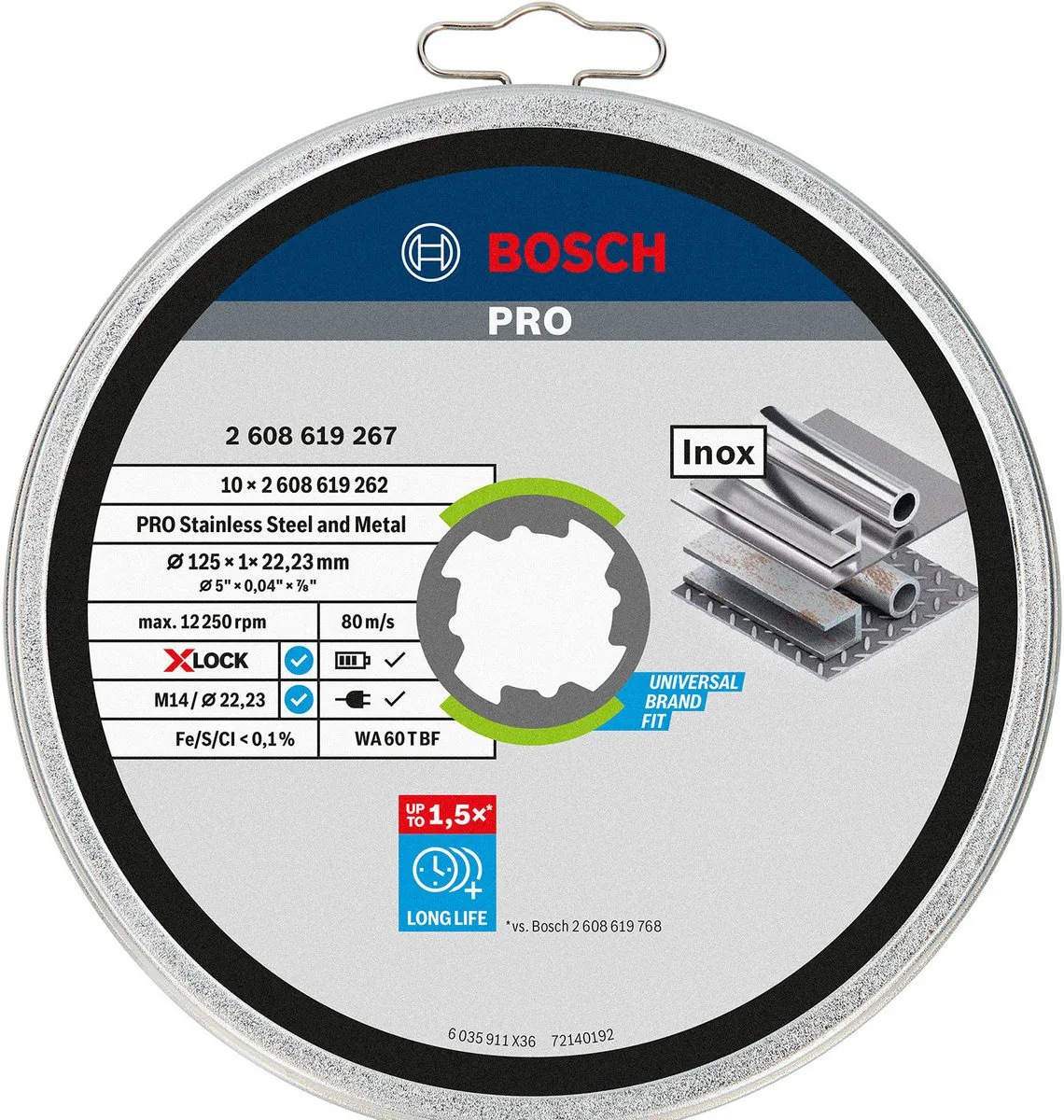 Bosch Professional X-LOCK Doorslijpschijf 125mm Metaal - 2608619267