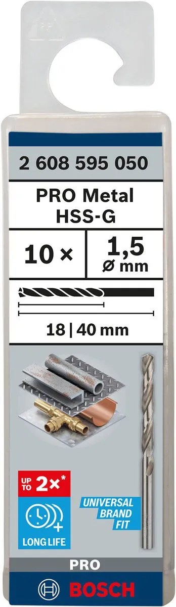 Bosch Professional ST. LINE 1.5mm HSS-G Metaalboren - 10 Stuks