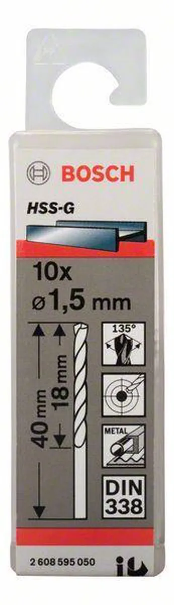 Bosch Professional ST. LINE 1.5mm HSS-G Metaalboren - 10 Stuks