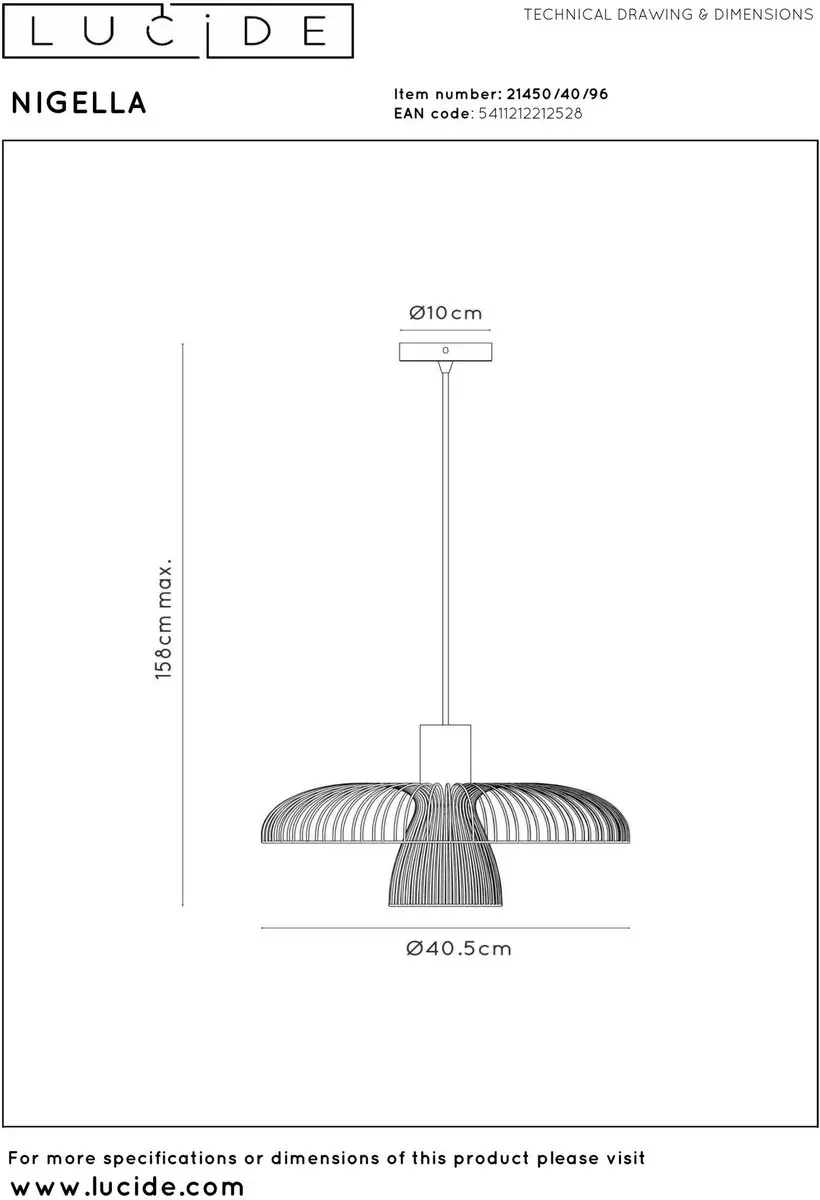 Lucide Nigel Hanglamp Ø40,5cm - 1xGU10 Koffie