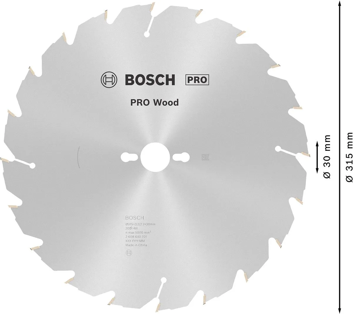 Bosch Professional CIRKZB CONSTR. WOOD T ST 315x30x3,2 20T Metaal - 315mm