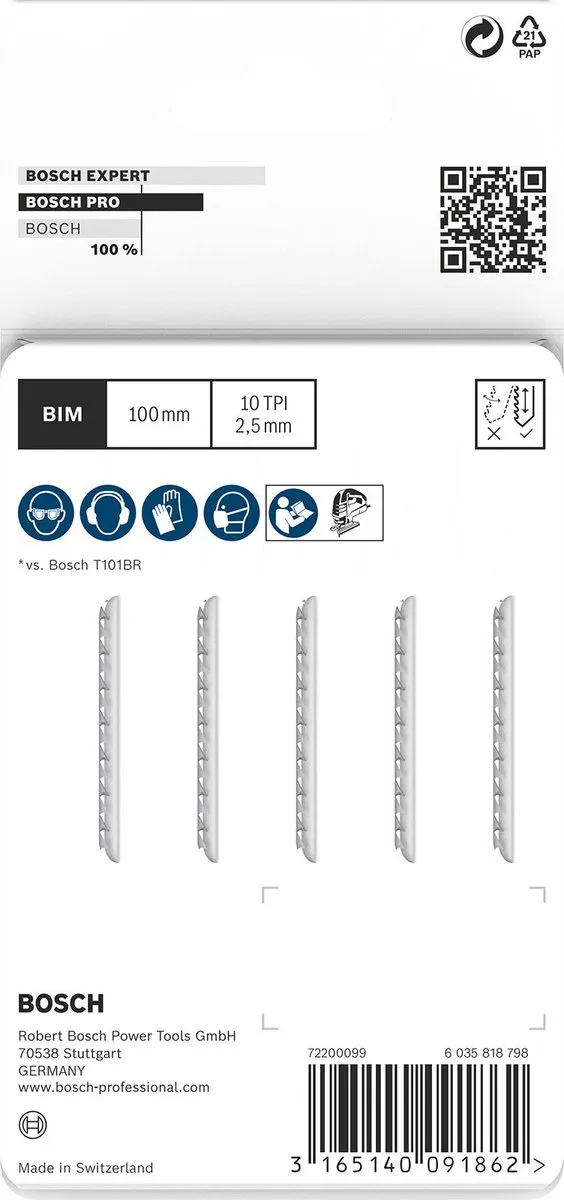 Bosch Professional DECOUPEERZB T101BRF Decoupeerzaagblad - 5 Stuks