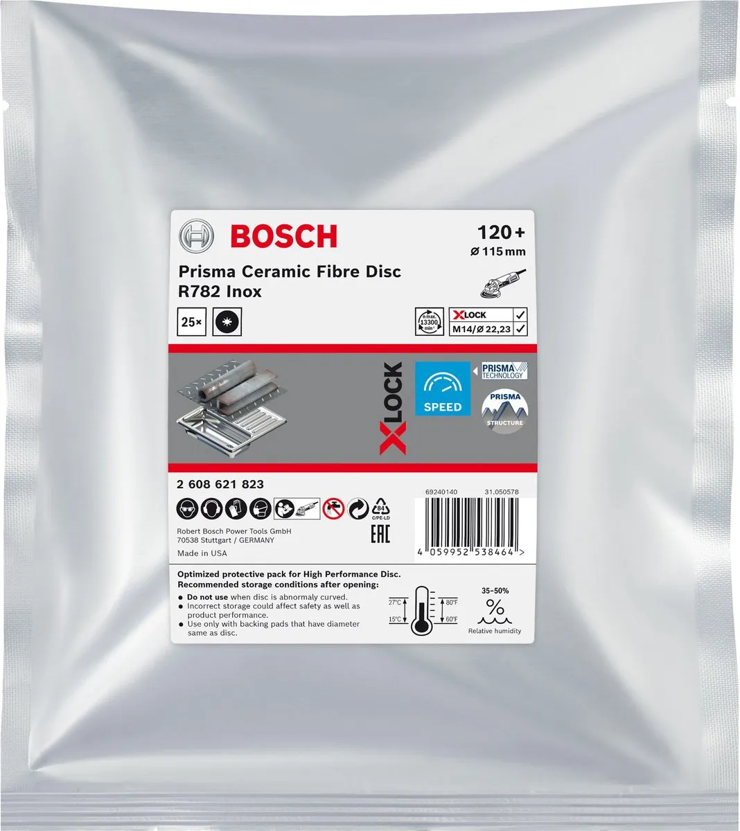Bosch Professional 25x Expert R782 Prisma X-LOCK Keramische Vezelschijf 115mm - afbeelding 6 van 6