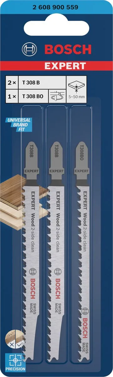 Bosch Professional Expert Wood T308B/BO Decoupeerzaagbladen - 3 Stuks