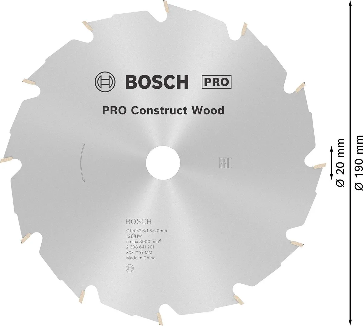 Bosch Professional Cirkelzaagblad Construct Wood 190mm - 12 Tanden