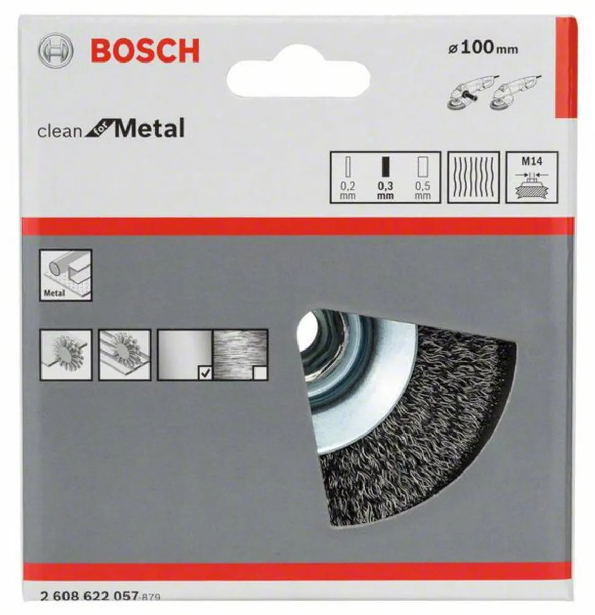 Bosch Professional M14 Kegelborstel 100mm - Gegolfd staal