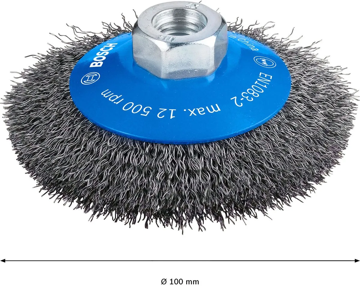 Bosch Professional M14 Kegelborstel 100mm - Gegolfd staal