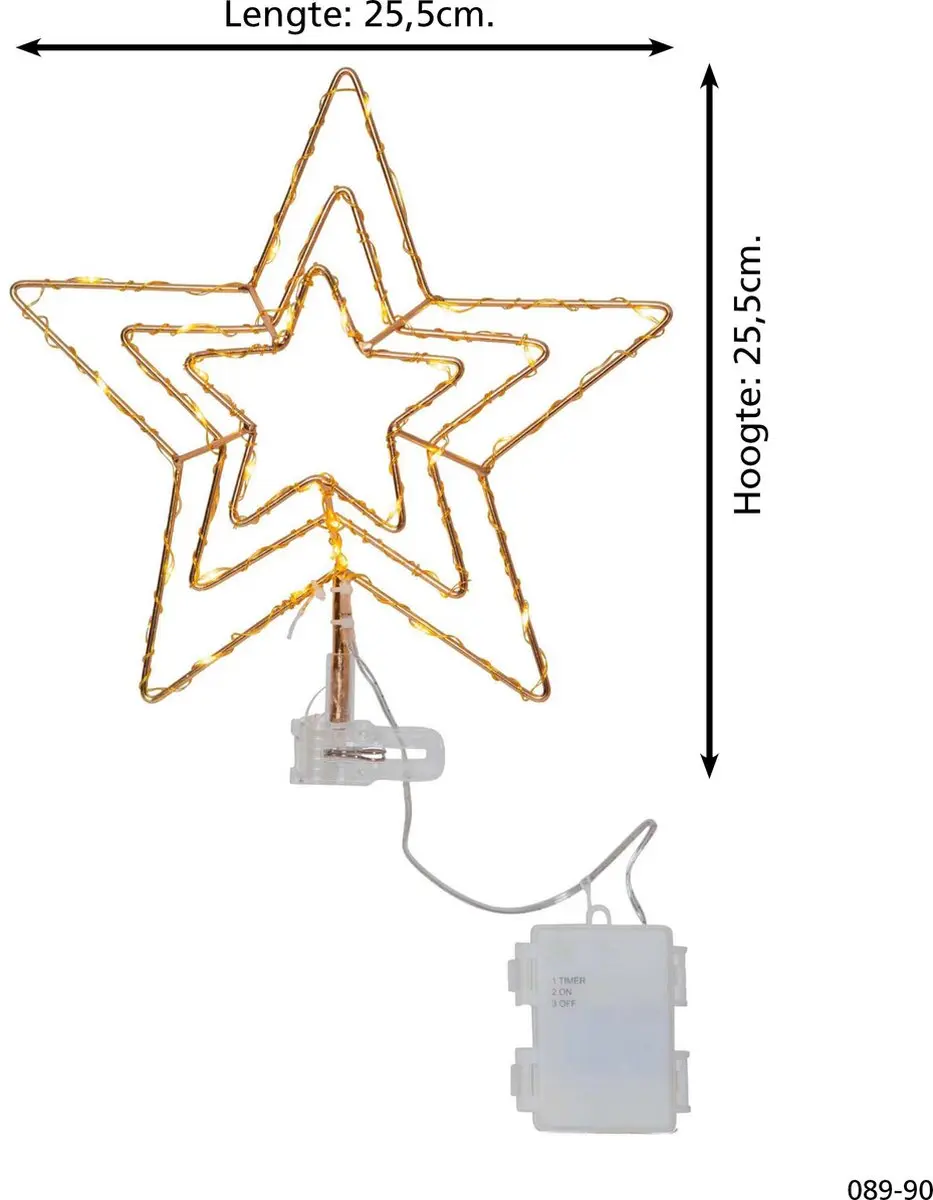 Star Trading Bronzen Kerstster Piek 27,5cm - 30 LED - afbeelding 5 van 6