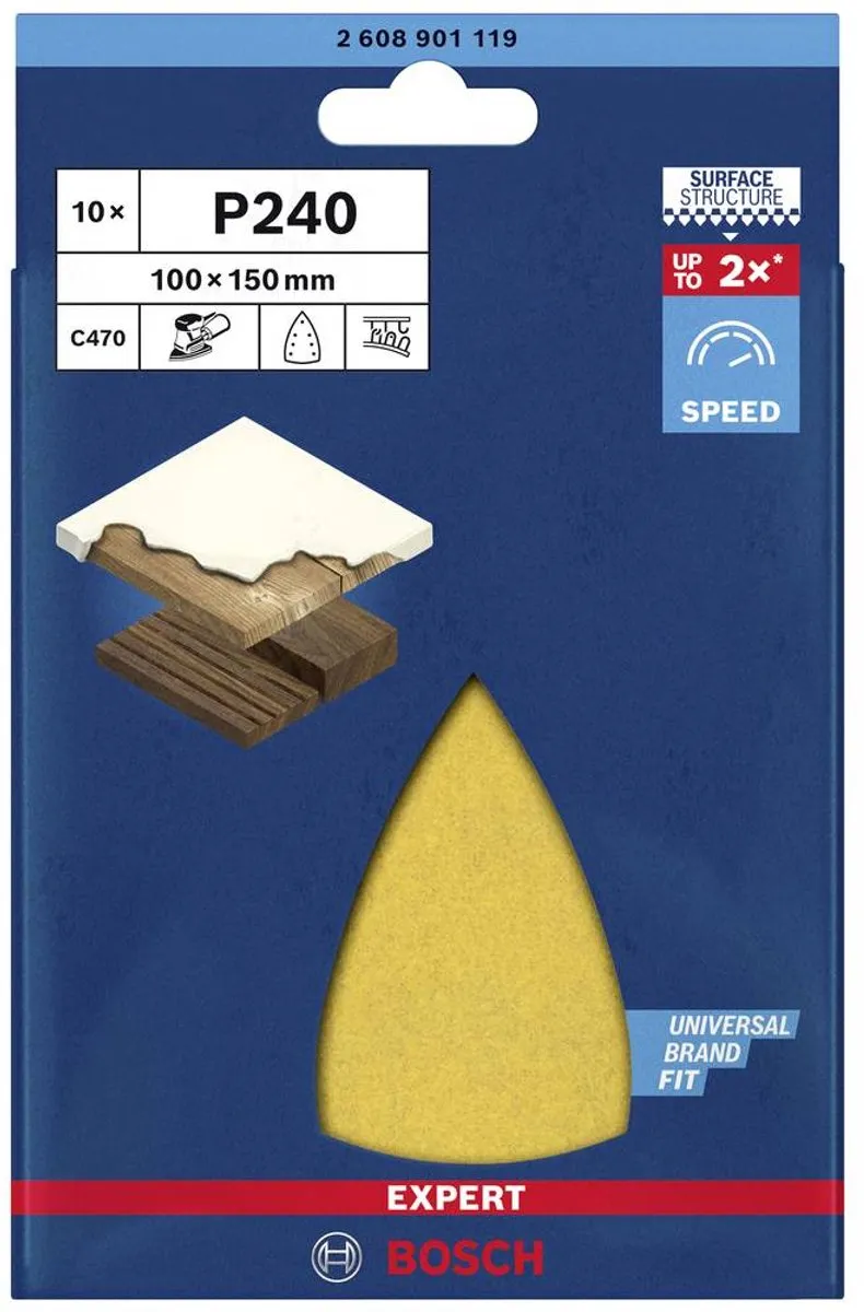 Bosch Professional EXPERT Schuurvel C470 - 100x150mm - Korrel 240 - 10 Stuks