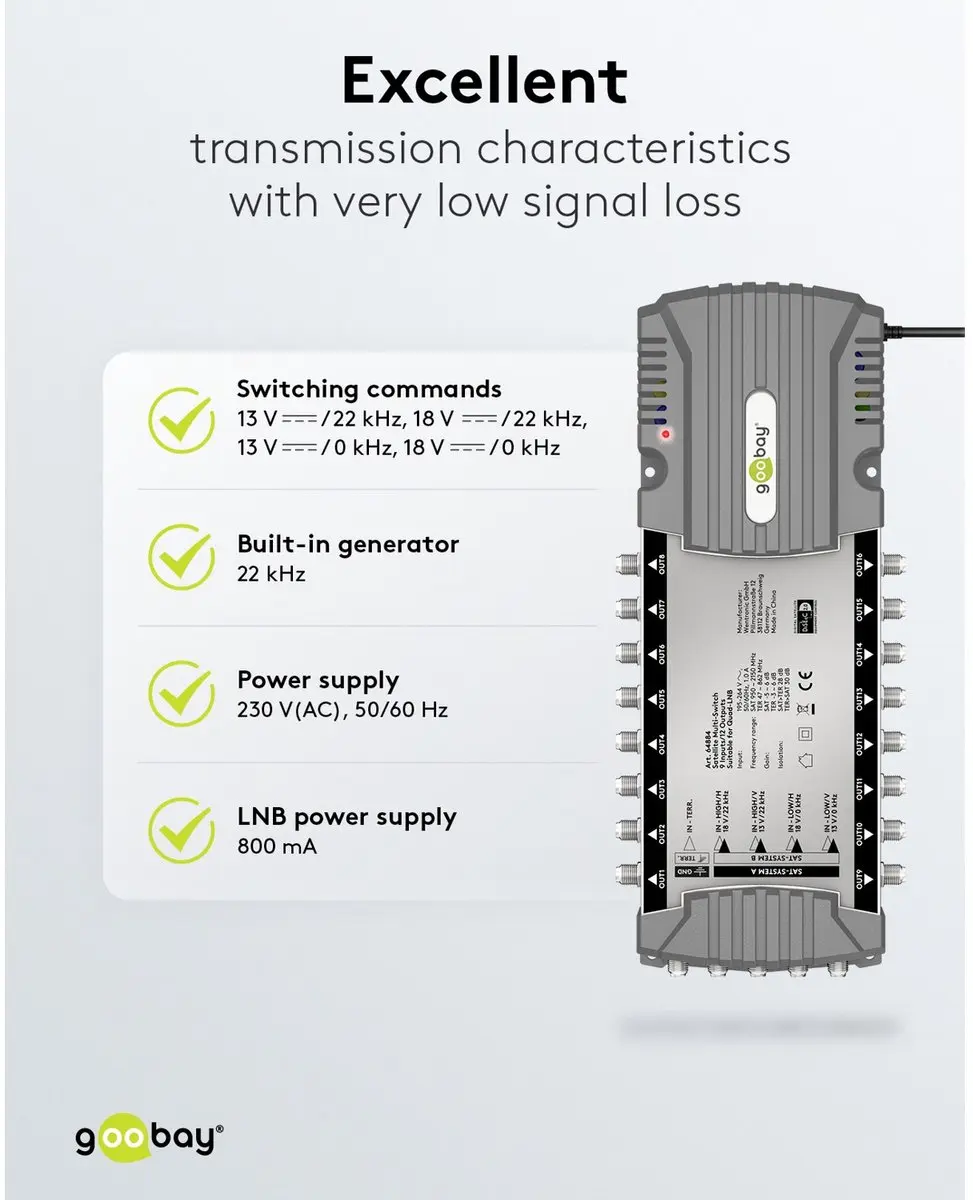 Goobay Sat Multi-Switch 9/16 - 16 Deelnemers - Zilver