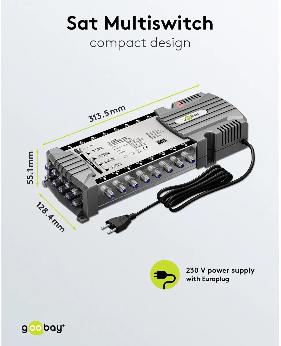 Goobay Sat Multi-Switch 9/16 - 16 Deelnemers - Zilver - afbeelding 6 van 6