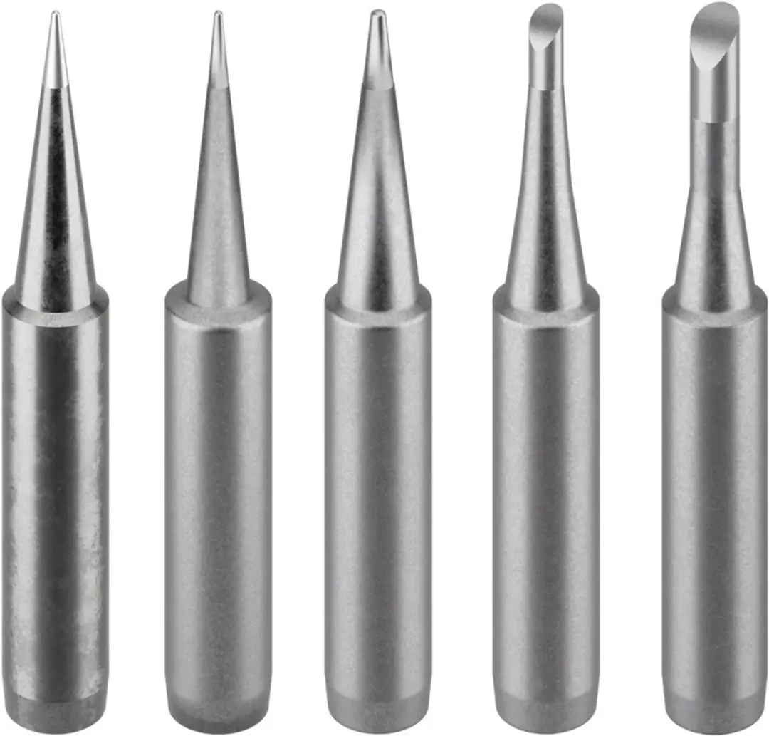 Goobay Tools Soldeerpunten set van 5 met 3 vormen voor soldeerbout 77995: 2x conisch voor nauwkeurig werk, 2x 45° afgeschuind voor grotere contactoppervlakken en 1x mesvorm voor slepsolderen