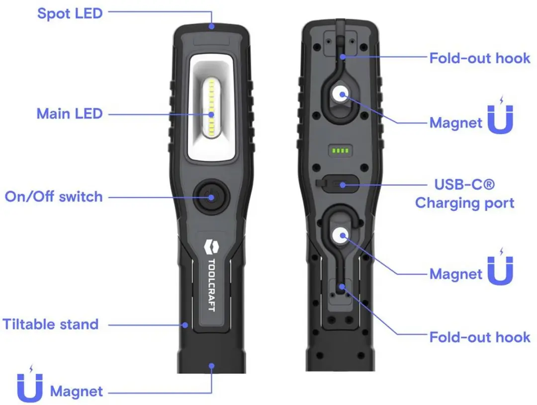 TOOLCRAFT TC-1000A Handlamp LED 1000 Lumen - Zwart