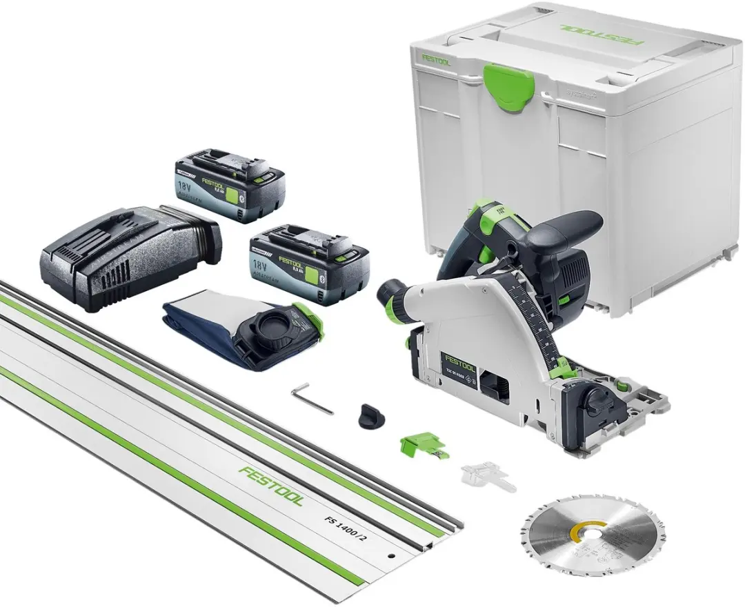 Festool TSC 55 KSEB-Basic-FS accu-invalzaag 18 V 160 mm borstelloos + 2x accu 8,