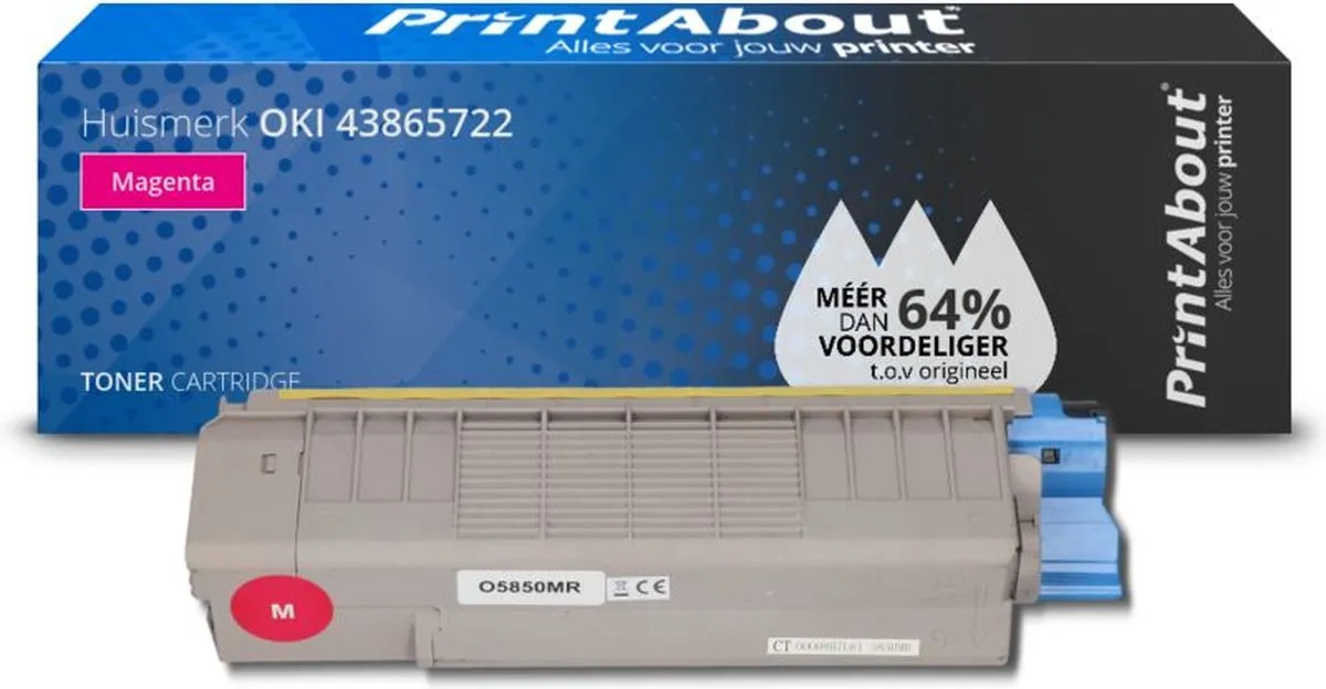 PrintAbout OKI 43865722 Toner Magenta - 7.000 Pagina's