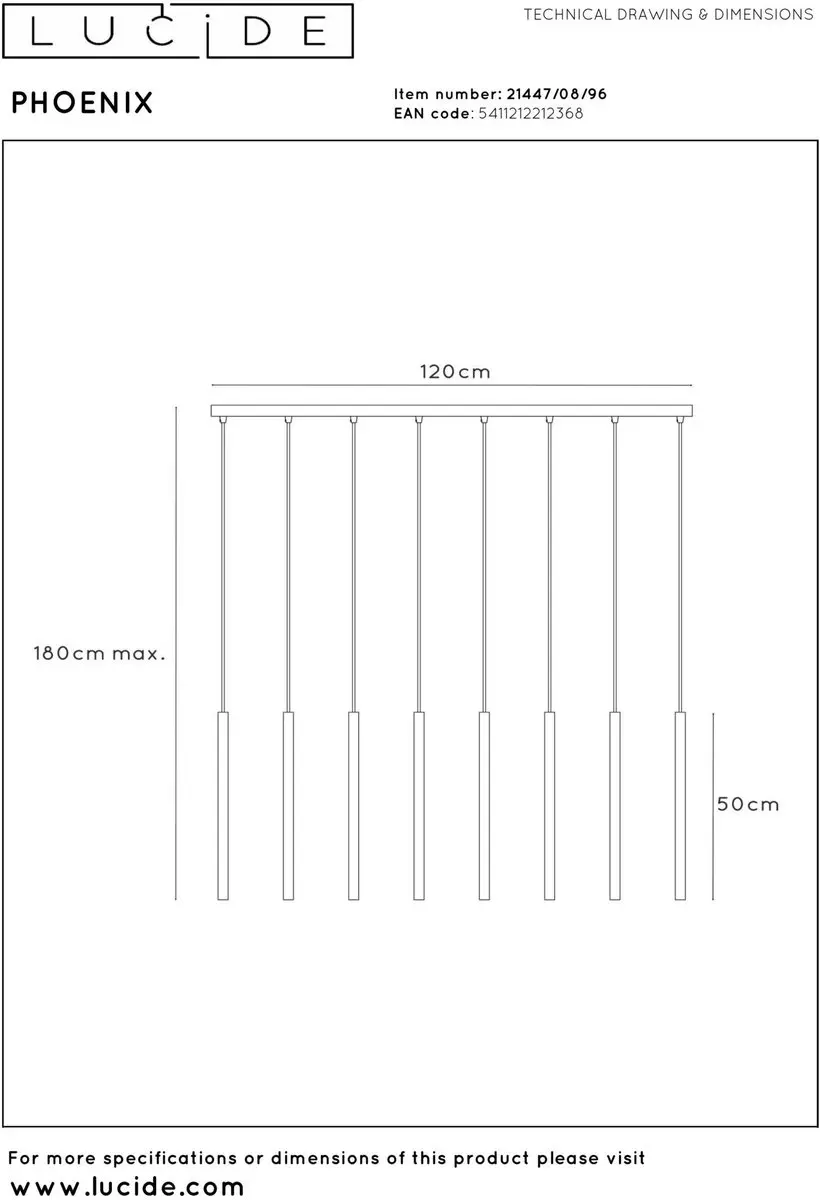 Lucide Phoenix Hanglamp LED Dimbaar 8x3W 2700K - Koffie