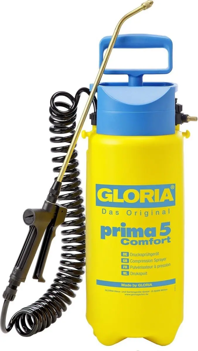 Gloria Prima 5 Comfort Drukspuit 5L - Spiraalslang