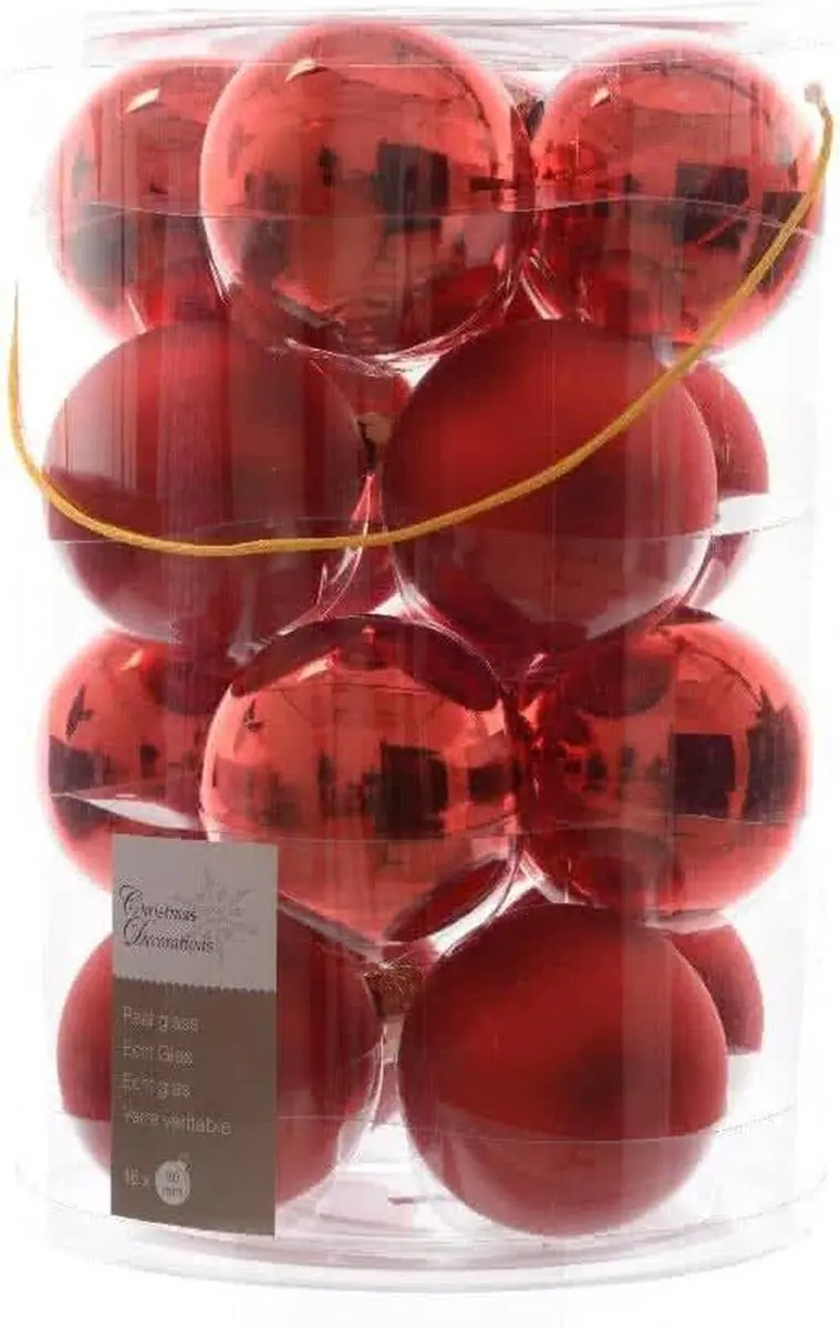 Decoris Kerstballen Set 16 Stuks - Rood - Blinkend & Mat - afbeelding 6 van 6
